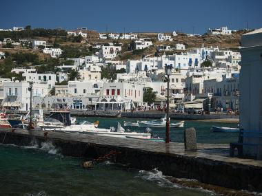 Přístav ve městě Mykonos