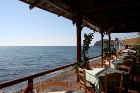 Řecký ostrov Lesbos s restaurací